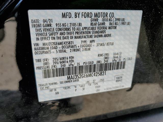 MAJ3S2GE6MC425821 - 2021 FORD ECOSPORT SE BLACK photo 13