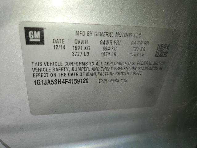 1G1JA5SH4F4159129 - 2015 CHEVROLET SONIC LS 银色 照片 12