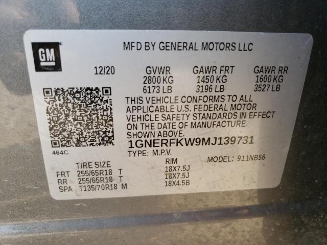 1GNERFKW9MJ139731 - 2021 CHEVROLET TRAVERSE LS GRAY photo 13