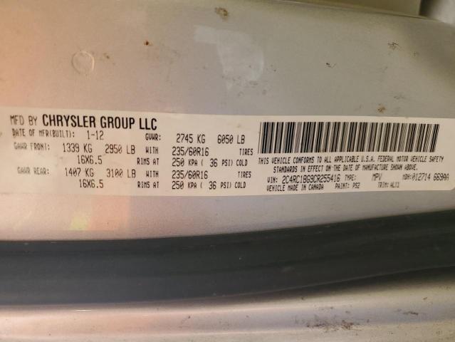 2C4RC1BG9CR255416 - 2012 CHRYSLER TOWN & COU TOURING ვერცხლისფერი ფოტო 13