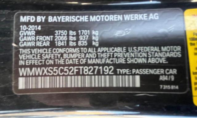 WMWXS5C52FT827192 - 2015 MINI COOPER BLACK photo 10