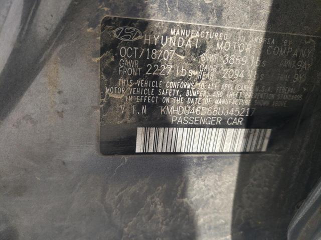 KMHDU46D68U345217 - 2008 HYUNDAI ELANTRA GLS CHARCOAL photo 12