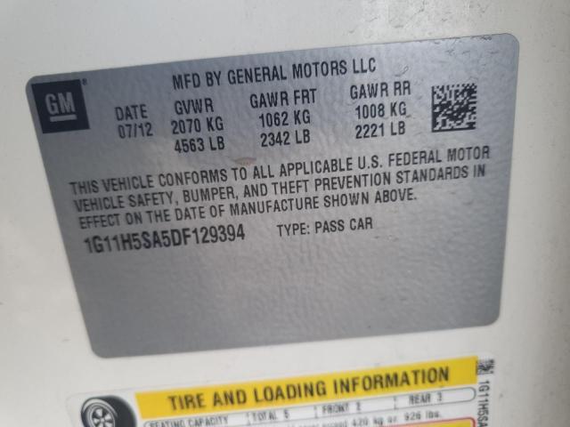 1G11H5SA5DF129394 - 2013 CHEVROLET MALIBU LTZ 白色 照片 13