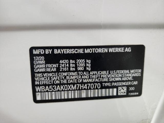 WBA53AK0XM7H47070 - 2021 BMW 228I WHITE photo 12