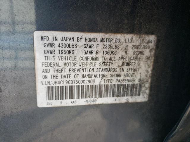 JH4CL96875C002905 - 2005 ACURA TSX CHARCOAL photo 12