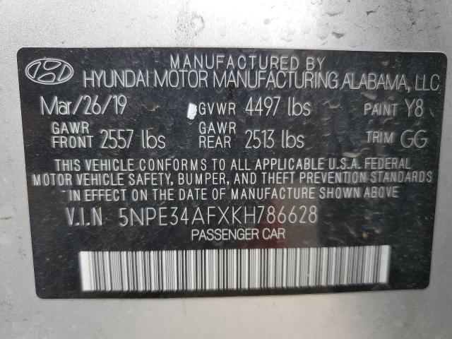 5NPE34AFXKH786628 - 2019 HYUNDAI SONATA LIMITED SILVER photo 12