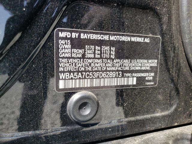 WBA5A7C53FD628913 - 2015 BMW 528 XI Czarny zdjęcie 12