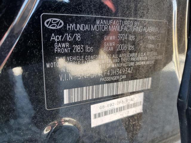 5NPD74LF4JH349347 - 2018 HYUNDAI ELANTRA SE BLACK photo 12