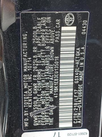 4T1BK1EB3EU135018 - 2014 TOYOTA AVALON BASE 黑色 照片 12