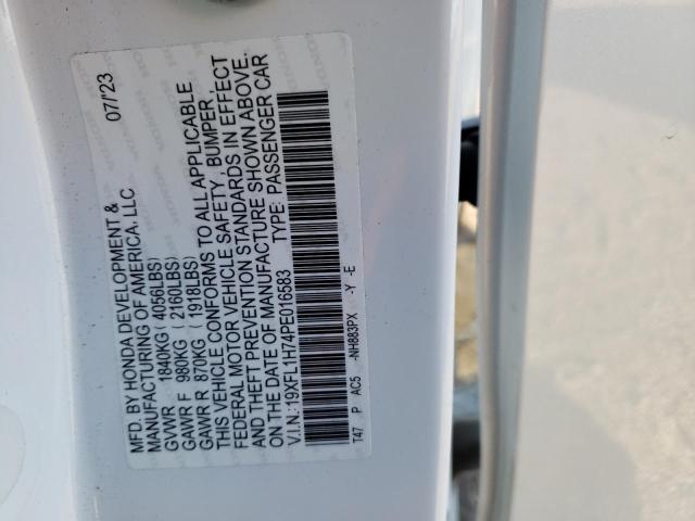 19XFL1H74PE016583 - 2023 HONDA CIVIC EXL 白色 照片 12