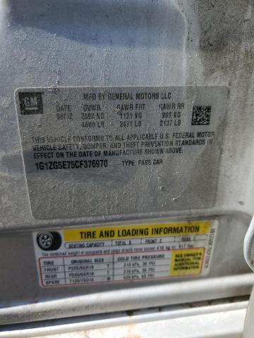 1G1ZG5E75CF376970 - 2012 CHEVROLET MALIBU LTZ ვერცხლისფერი ფოტო 12