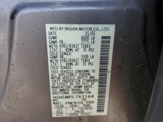 5N1AR18W95C763564 - 2005 NISSAN PATHFINDER LE BROWN photo 13