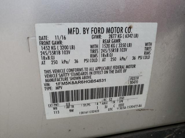 1FM5K8AR6HGB54531 - 2017 FORD EXPLORER POLICE INTERCEPTOR 双色 照片 12