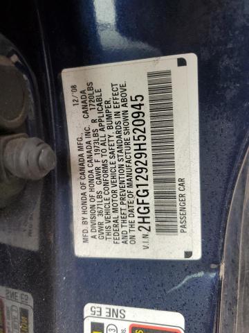 2HGFG12929H520945 - 2009 HONDA CIVIC EXL 蓝色 照片 13