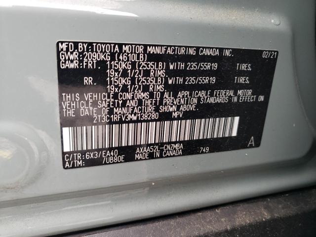 2T3C1RFV3MW138280 - 2021 TOYOTA RAV4 XLE PREMIUM GREEN photo 12