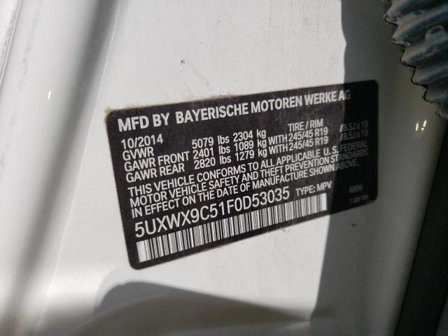 5UXWX9C51F0D53035 - 2015 BMW X3 XDRIVE28I WHITE photo 13