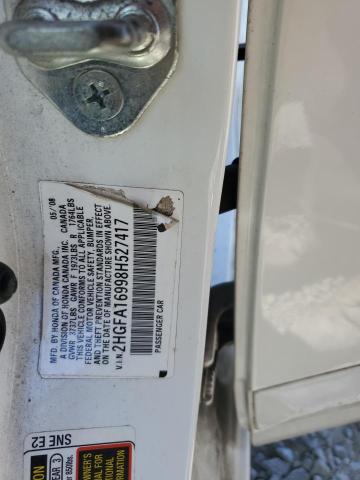 2HGFA16998H527417 - 2008 HONDA CIVIC EXL 白色 照片 12