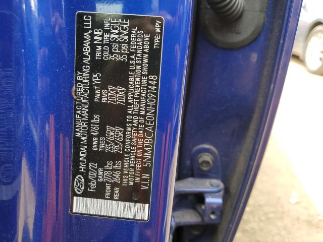 5NMJBCAE0NH091448 - 2022 HYUNDAI TUCSON SEL BLUE photo 12