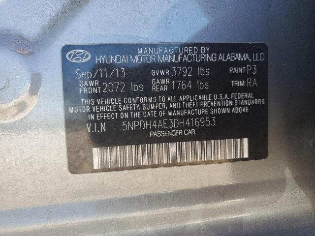 5NPDH4AE3DH416953 - 2013 HYUNDAI ELANTRA GLS GRAY photo 12