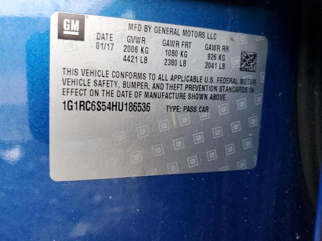 1G1RC6S54HU186536 - 2017 CHEVROLET VOLT LT BLUE photo 12