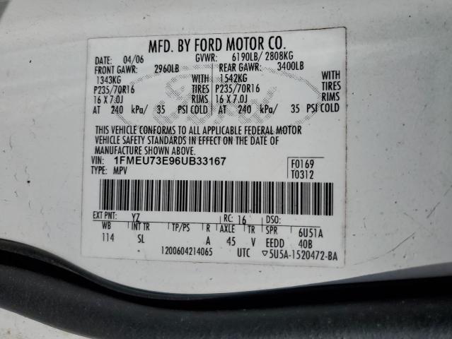 1FMEU73E96UB33167 - 2006 FORD EXPLORER XLT WHITE photo 13