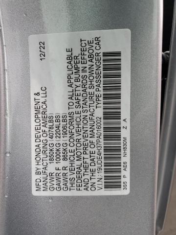 19UDE4H37PA016002 - 2023 ACURA INTEGRA A-SPEC SILVER photo 10