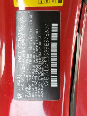 WBALM53599E376697 - 2009 BMW Z4 SDRIVE30I RED photo 12