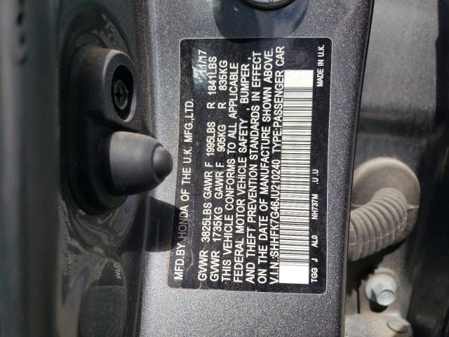 SHHFK7G46JU210240 - 2018 HONDA CIVIC SPORT 灰色 照片 12