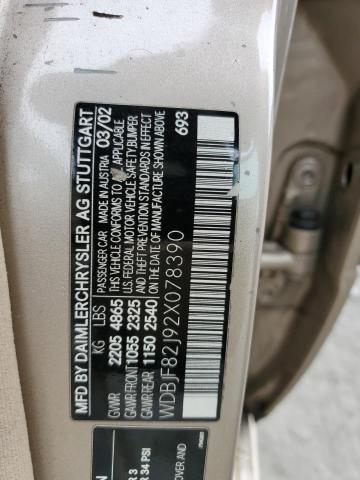 WDBJF82J92X078390 - 2002 MERCEDES-BENZ E 320 4MATIC TAN photo 12