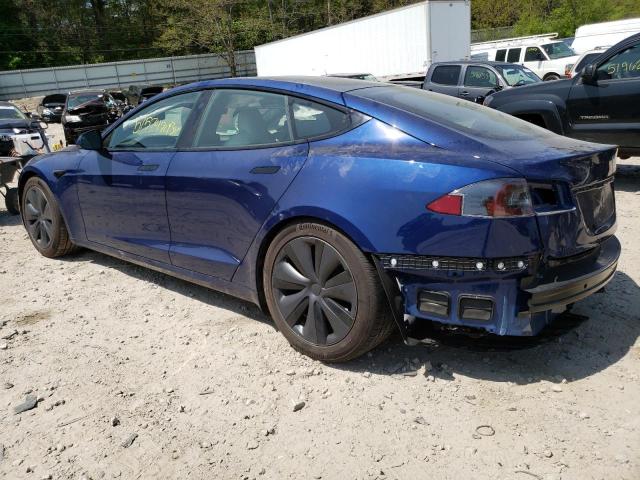 5YJSA1E55MF455448 - 2021 TESLA MODEL S Կապույտ լուսանկար 2