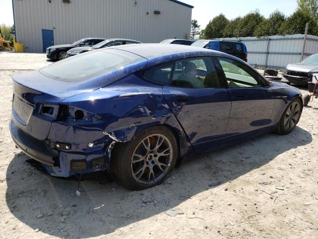 5YJSA1E55MF455448 - 2021 TESLA MODEL S Կապույտ լուսանկար 3