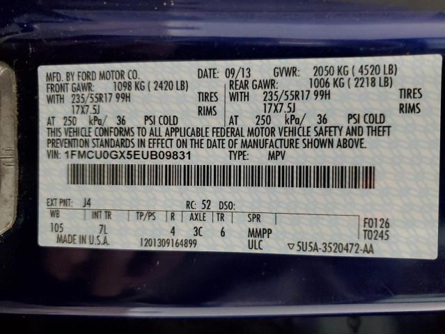 1FMCU0GX5EUB09831 - 2014 FORD ESCAPE SE BLUE photo 13