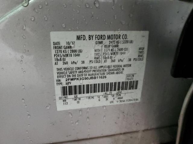 2FMPK3G90JBB11626 - 2018 FORD EDGE SE SILVER photo 12