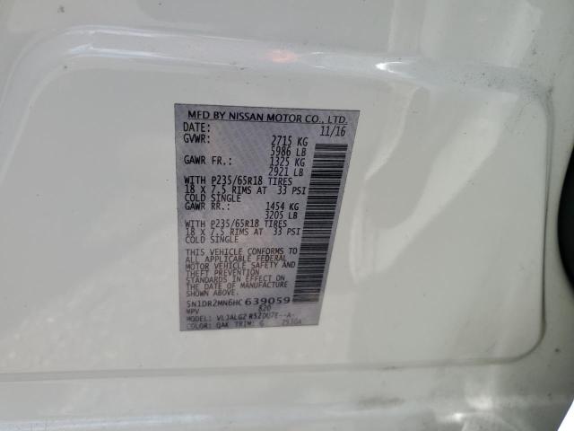 5N1DR2MN6HC639059 - 2017 NISSAN PATHFINDER S WHITE photo 12