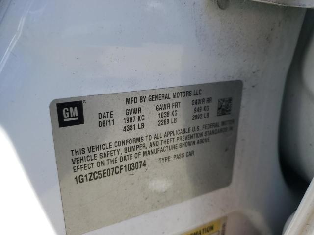 1G1ZC5E07CF103074 - 2012 CHEVROLET MALIBU 1LT 白色 照片 12