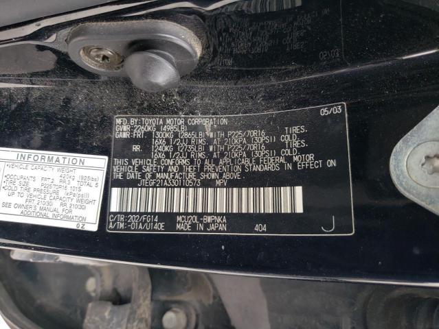 JTEGF21A330110573 - 2003 TOYOTA HIGHLANDER LIMITED BLACK photo 13