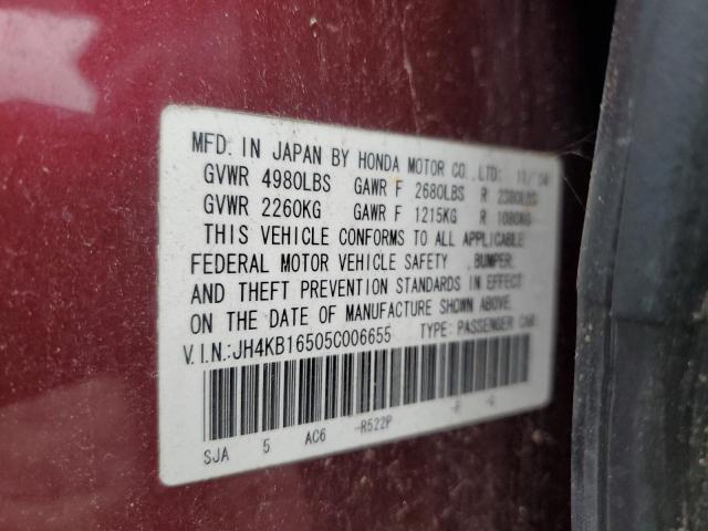 JH4KB16505C006655 - 2005 ACURA RL RED photo 12
