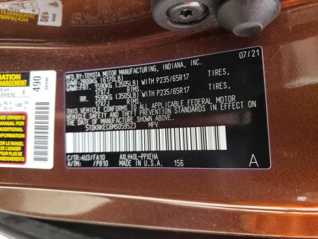 5TDKRKEC6MS059523 - 2021 TOYOTA SIENNA LE BROWN photo 14
