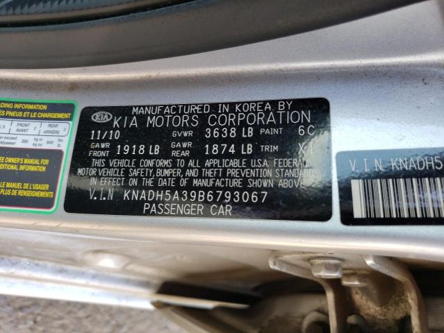 KNADH5A39B6793067 - 2011 KIA RIO BASE SILVER photo 12