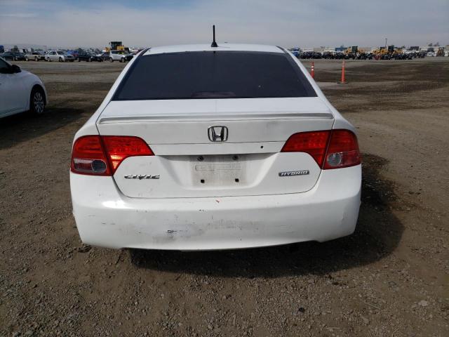 JHMFA36296S007817 - 2006 HONDA CIVIC HYBRID WHITE photo 6