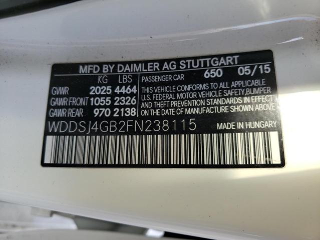 WDDSJ4GB2FN238115 - 2015 MERCEDES-BENZ CLA 250 4MATIC WHITE photo 12