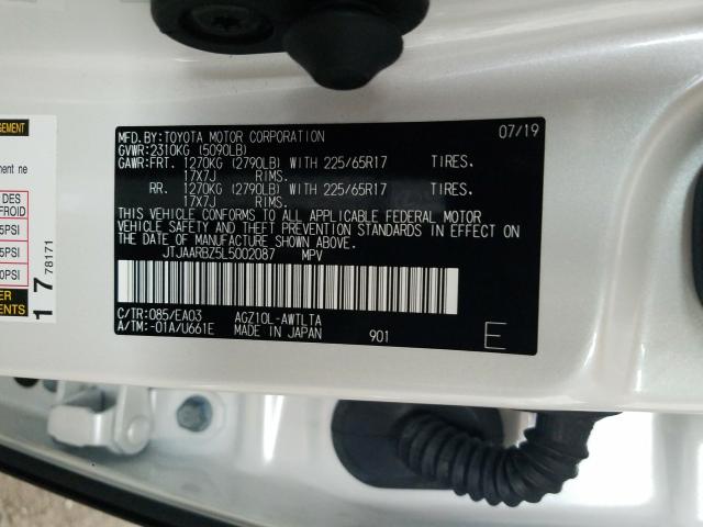 JTJAARBZ5L5002087 - 2020 LEXUS NX 300 BASE Ağ foto 10