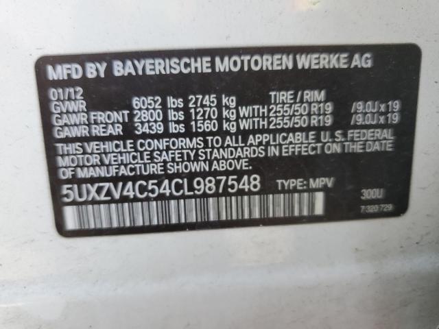 5UXZV4C54CL987548 - 2012 BMW X5 XDRIVE35I WHITE photo 13