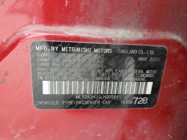 ML32A3HJ1LH009545 - 2020 MITSUBISHI MIRAGE ES RED photo 12