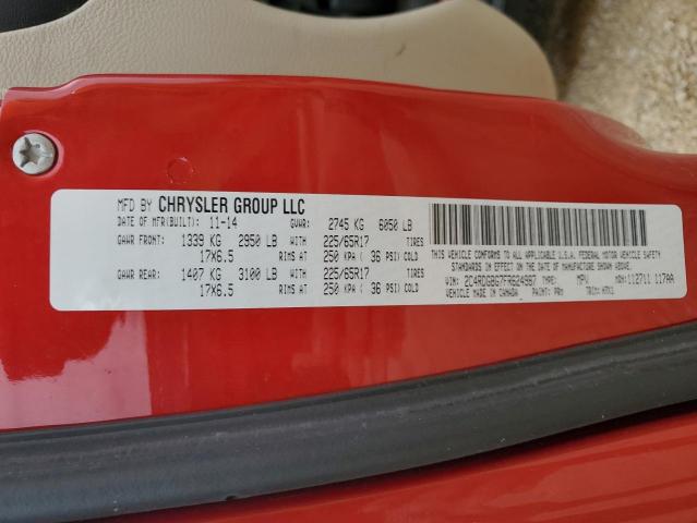 2C4RDGBG7FR624987 - 2015 DODGE GRAND CARA SE RED photo 13