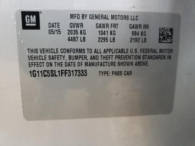 1G11C5SL1FF317333 - 2015 CHEVROLET MALIBU 1LT 银色 照片 13