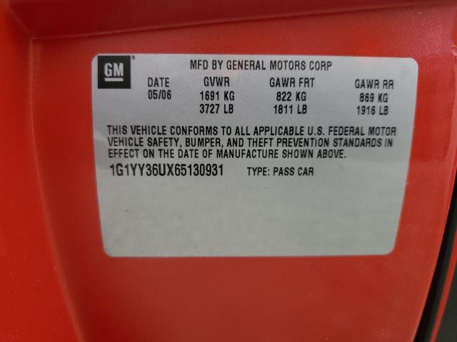 1G1YY36UX65130931 - 2006 CHEVROLET CORVETTE RED photo 12