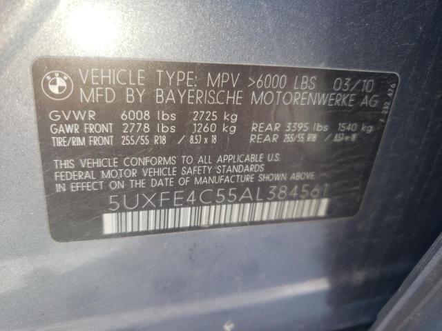 5UXFE4C55AL384561 - 2010 BMW X5 XDRIVE30I SILVER photo 12