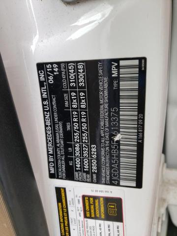 4JGDA5HB5FA613375 - 2015 MERCEDES-BENZ ML 350 4MATIC WHITE photo 12