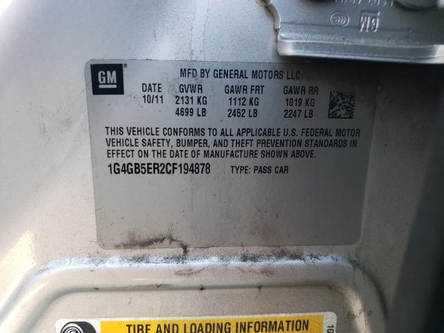 1G4GB5ER2CF194878 - 2012 BUICK LACROSSE CONVENIENCE 银色 照片 13